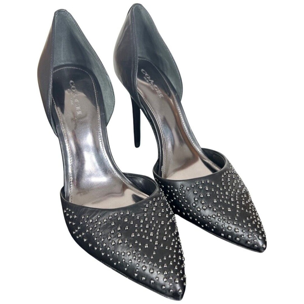 Coach Holmes Studded Leather High Heels Black With Box Size 6 EU 36 Q7052